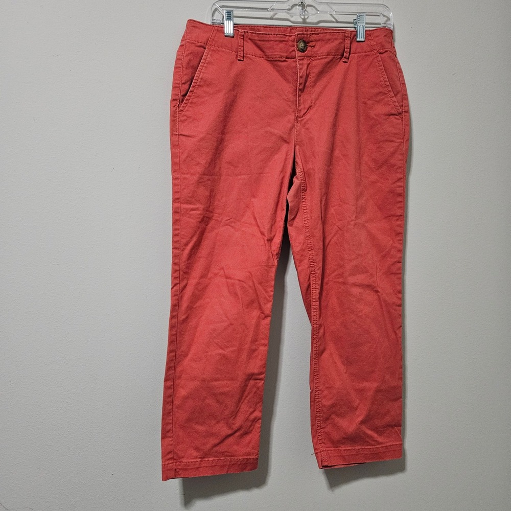 Loft The Slim Chino Pants Womens 8P Coral Orange Petite Ankle Trousers